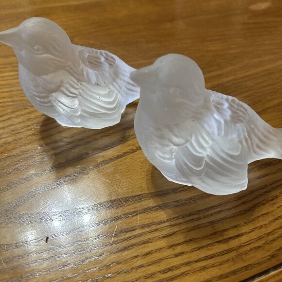 Pair Of Vtg Frosted Glass Bird Candlestick Holders Made By Crystal Clear Glass - Picture 2 of 8